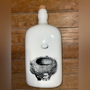 Cream and black birds nest illustration decorative cork bottle